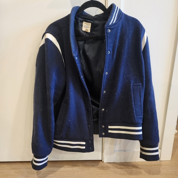 Gap Navy and White Men's Bomber Jacket - Picture 1 of 3